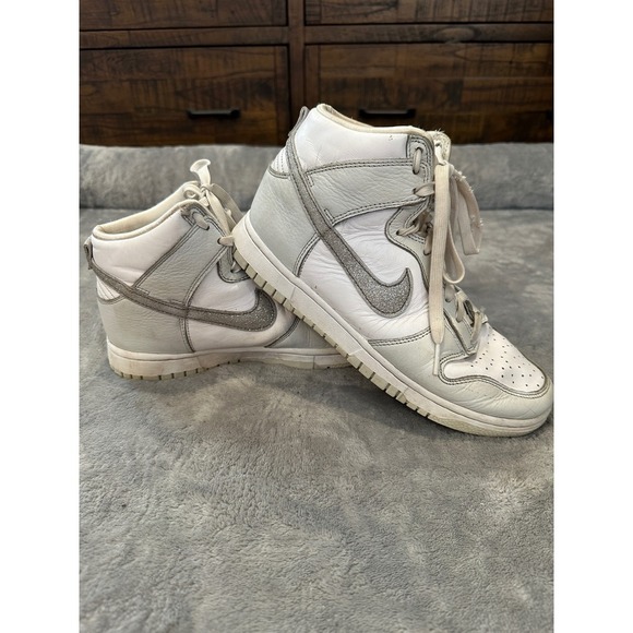 Women's Nike High Dunks gray and white silver sparkle Size 8 - Picture 1 of 8